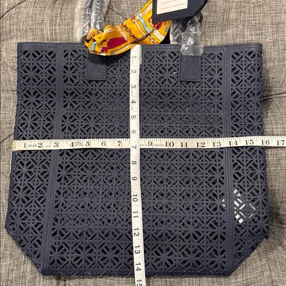 Tory Burch Bag Perforated Navy PVC Tote - Picture 14 of 14